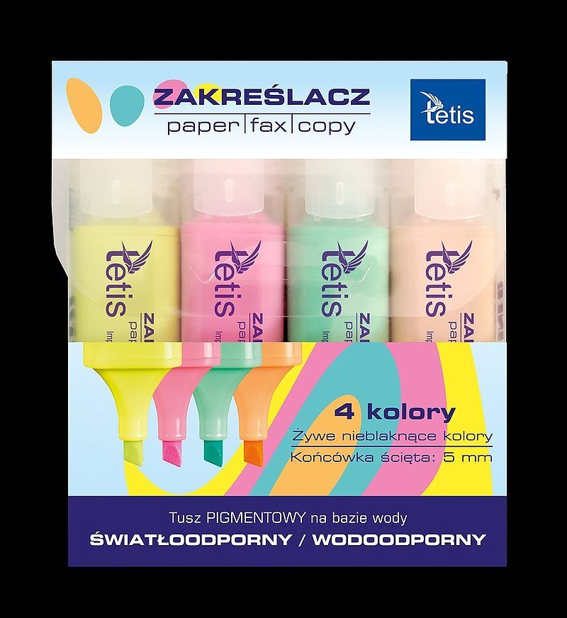 Zakreślacze pastelowe komplet 4 szt
