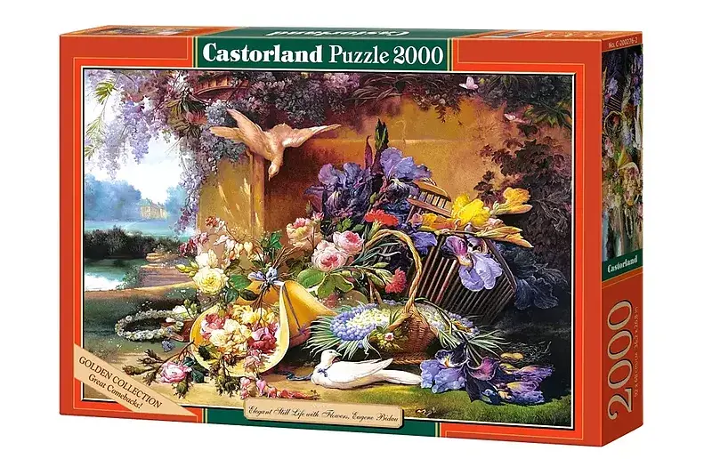 Puzzle 2000 kopia eleganckiej martwej natury z kwiatami eugene bidau c-200276-2