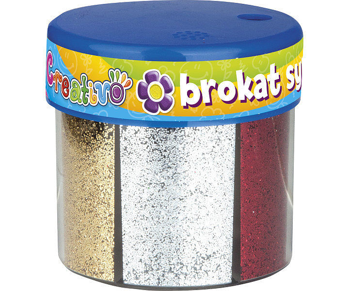 Brokat 50g x 6 kolorów złoty, srebrny, czerwony, niebieski, zielony, różowy