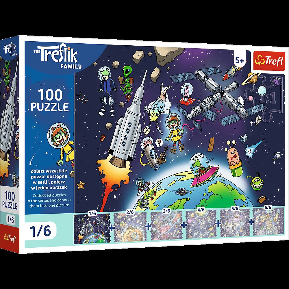 Puzzle 100 Rodzina Treflików Treflinka w kosmosie  16541