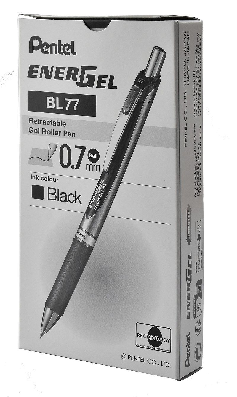 Pióro kulkowe 0,7 mm energel bl77 czarny 12 szt