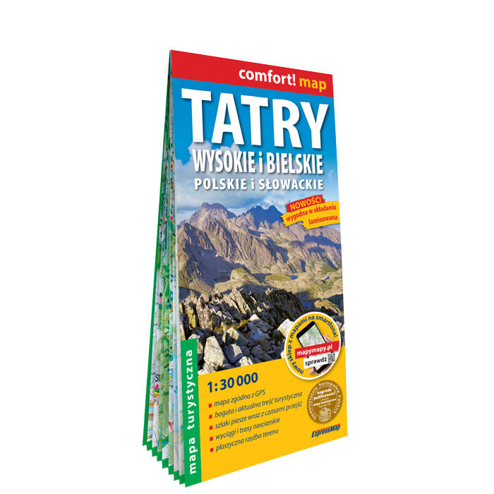 Tatry Wysokie i Bielskie Polskie i Słowackie mapa turystyczna 130 000 laminat 2024