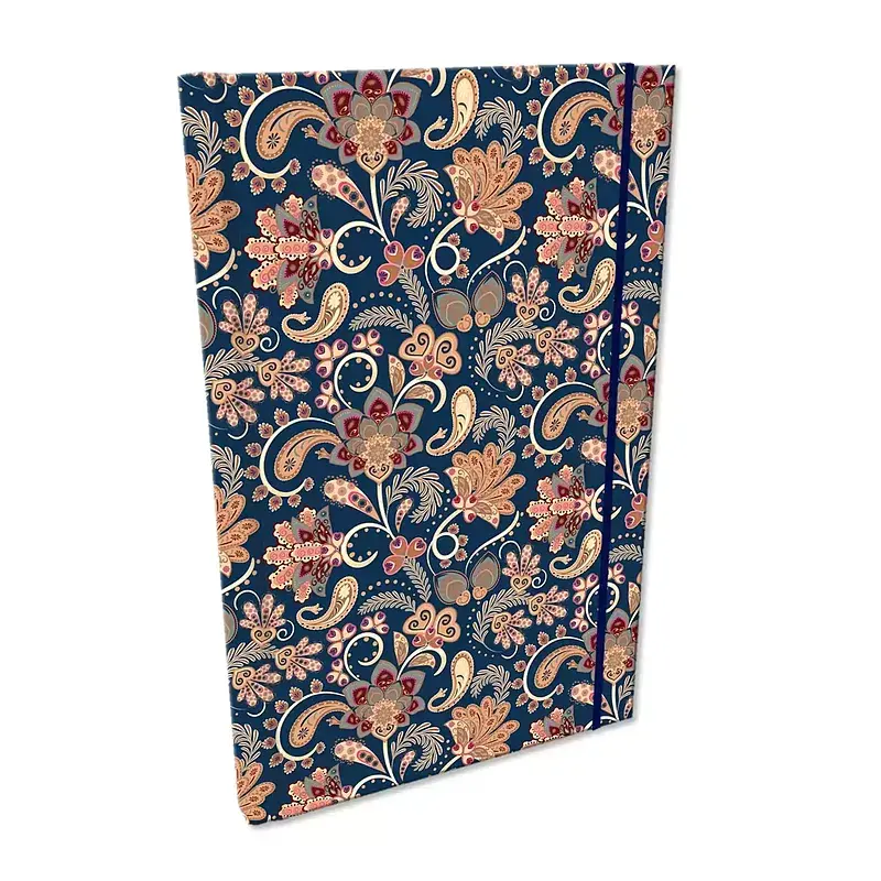 Notes a5 kratka z gumką soft touch paisley kwiaty blue