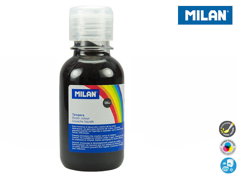 Farba milan plakatowa 125 ml czarna butelka