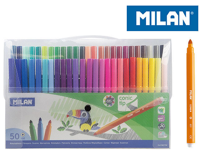 Flamastry milan stożkowe 50 kolorów