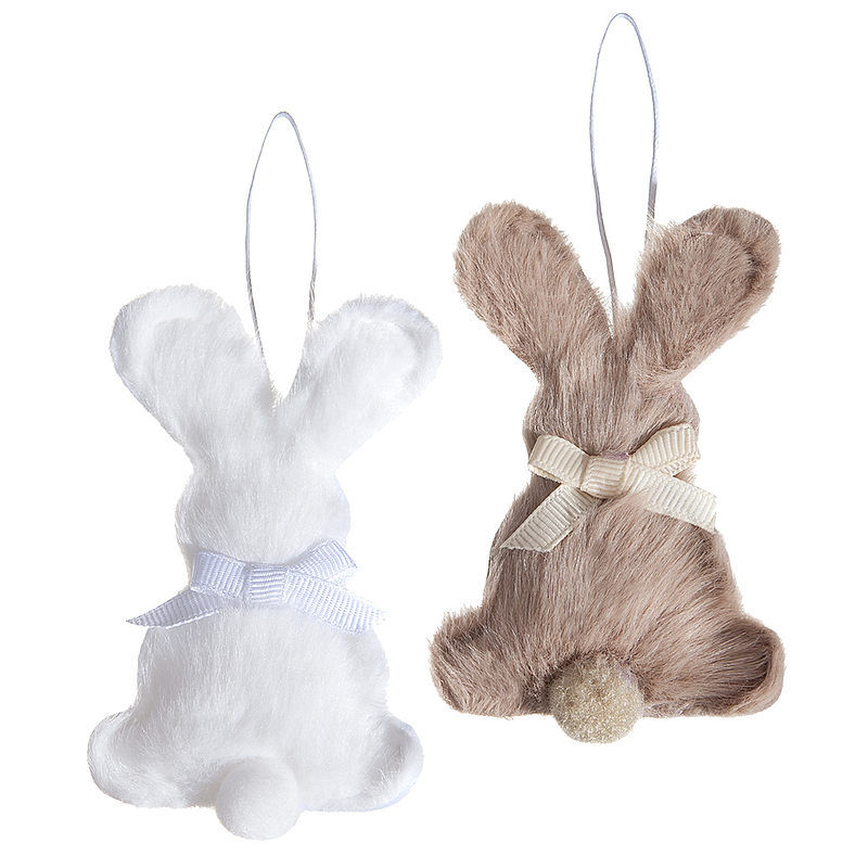 Zawieszki futerkowe króliczki 9cm naturalne 2 szt