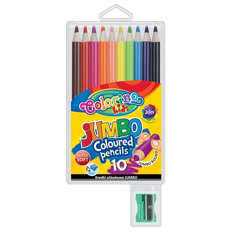 Kredki colorino kids ołówkowe okrągłe jumbo z temperówką 10 kolorów