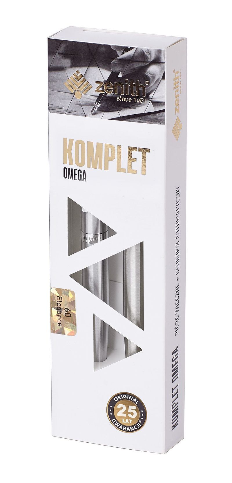 Komplet zenith 60 elegance srebrny pióro wieczne + długopis