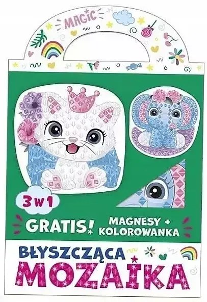 Błyszcząca mozaika 3w1 kotek i słonik