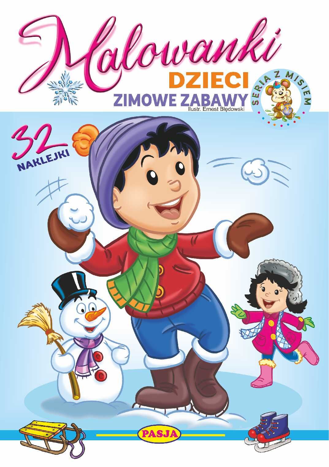 Dzieci - zimowe zabawy. Malowanki