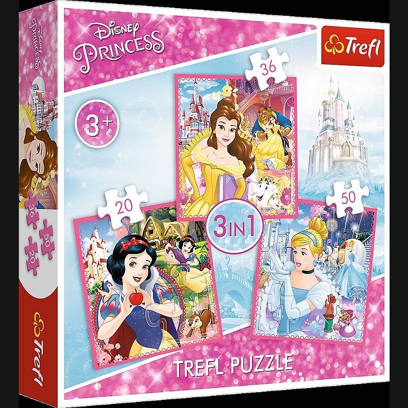 Puzzle 3w1 zaczarowany świat księżniczek 34833
