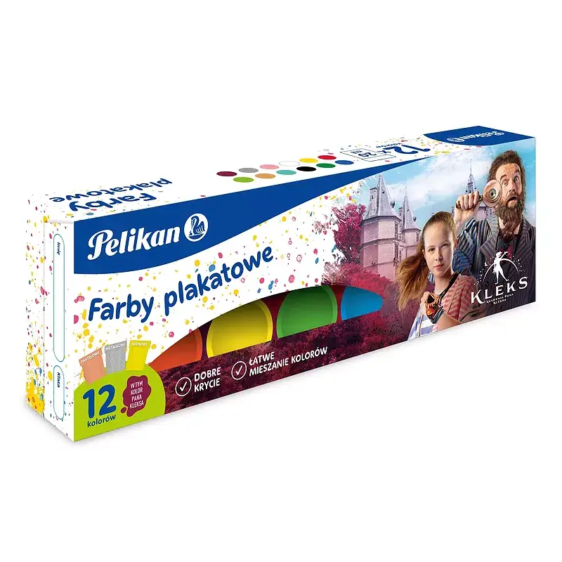 Farby plakatowe kleks 20 ml 12 kolorów pelikan