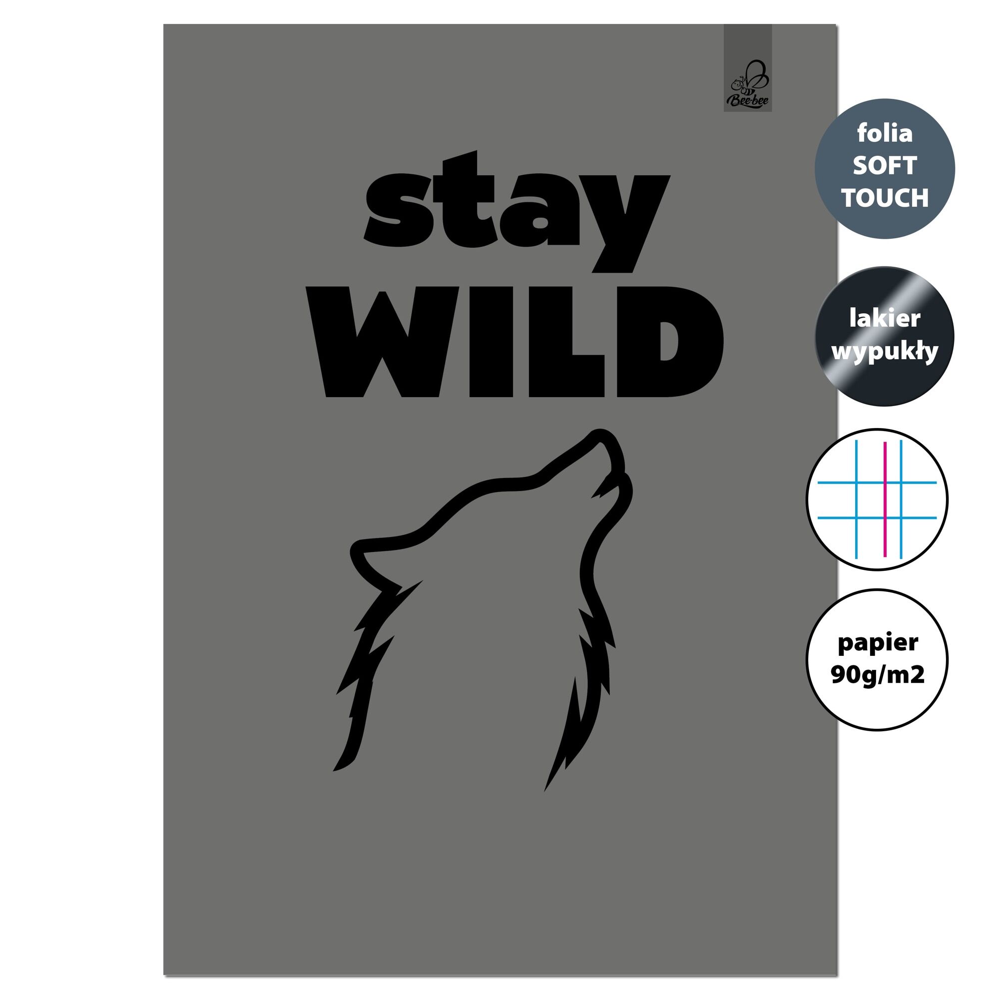 Zeszyt A4 32k.w kratkę z marginesem Stay Wild 90g