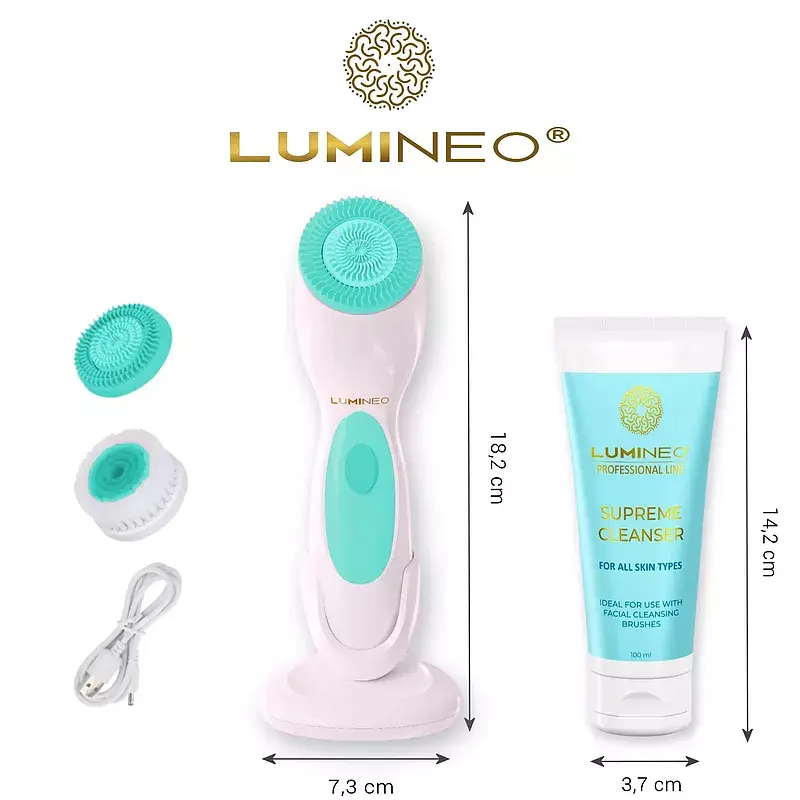 Brush pro lumineo 4 końcówki + żel do skóry problematycznej  turkusowy
