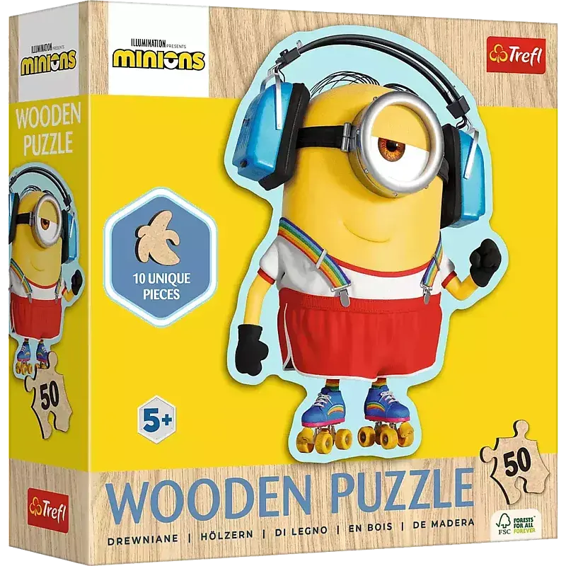 Puzzle 50 drewniane konturowe szalony minionek 20239
