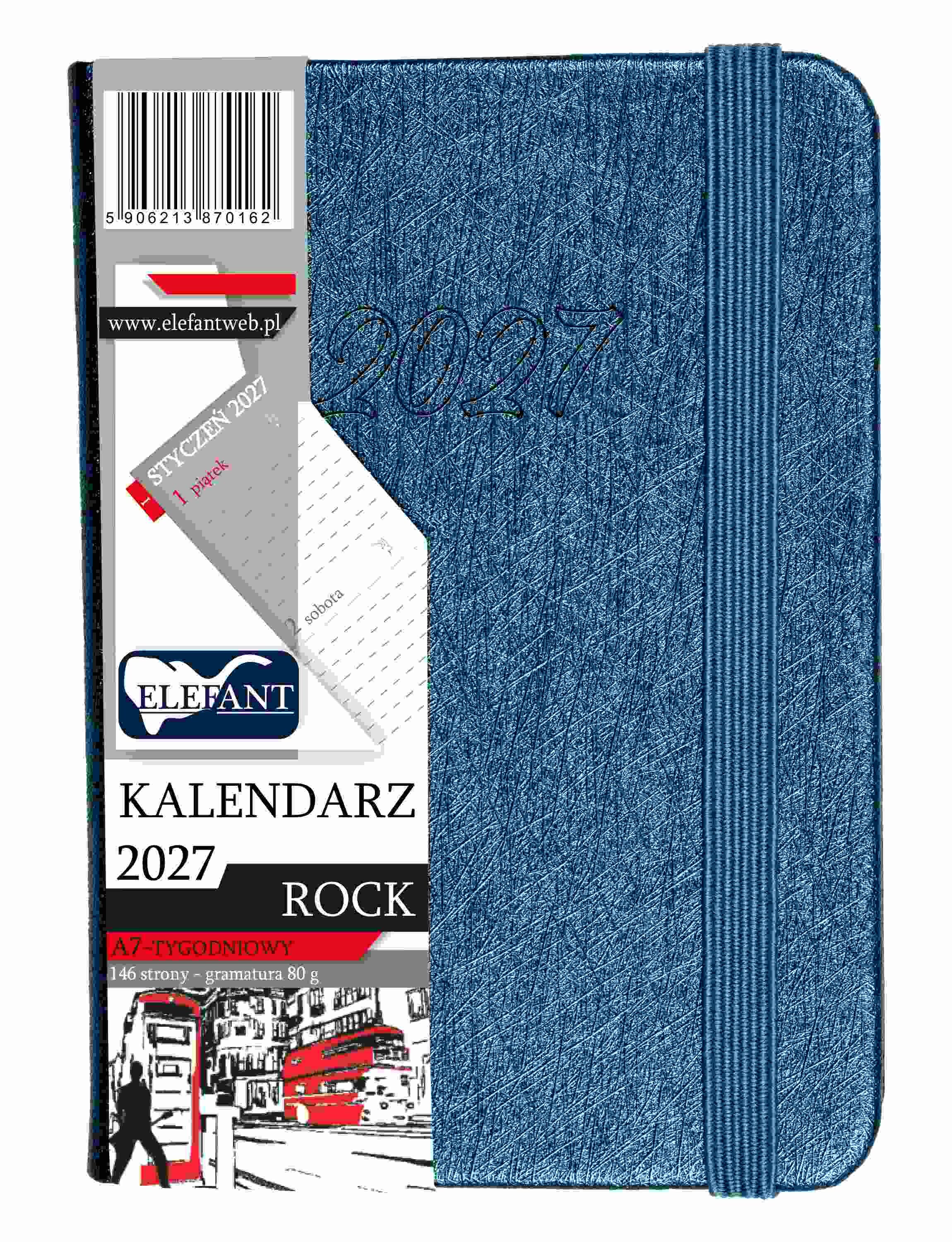 Kalendarz 2027 Rock A7 tygodniowy perłowy