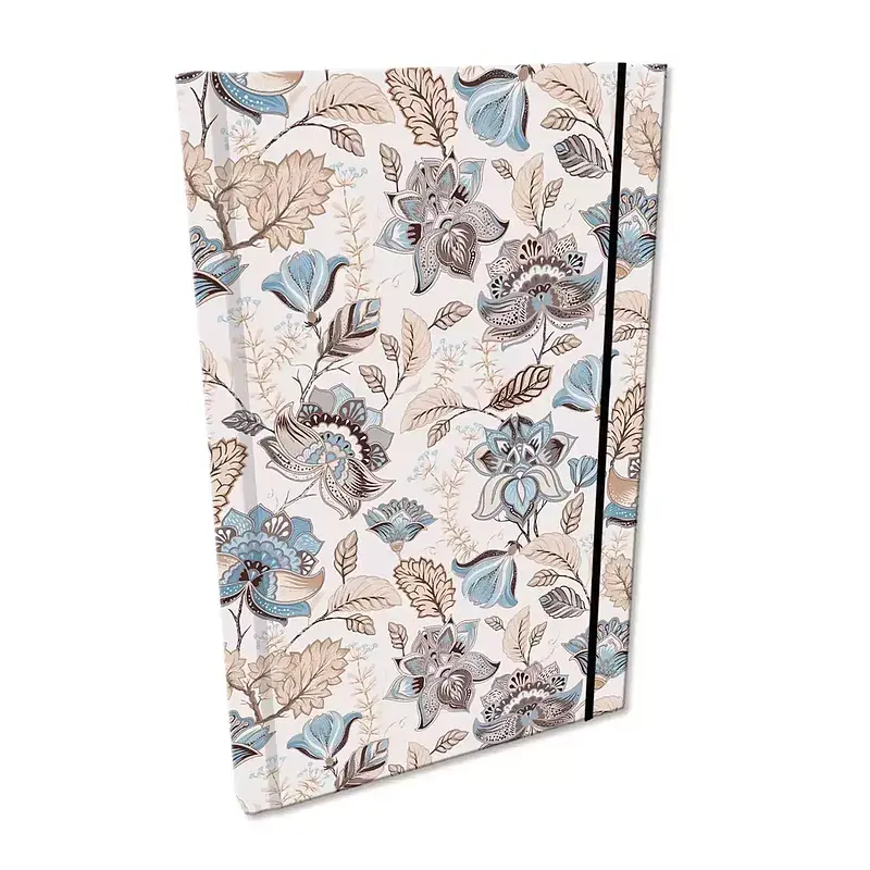 Notes a5 kratka z gumką soft touch paisley kwiaty kawowe