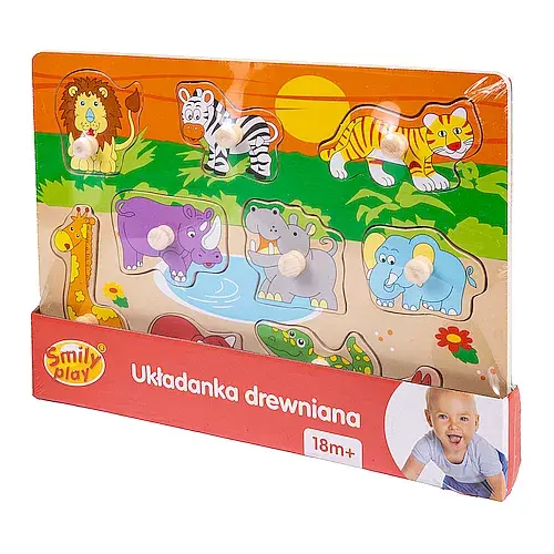 Układanka drewniana zwierzęta zoo uchwyty spw83596 an01