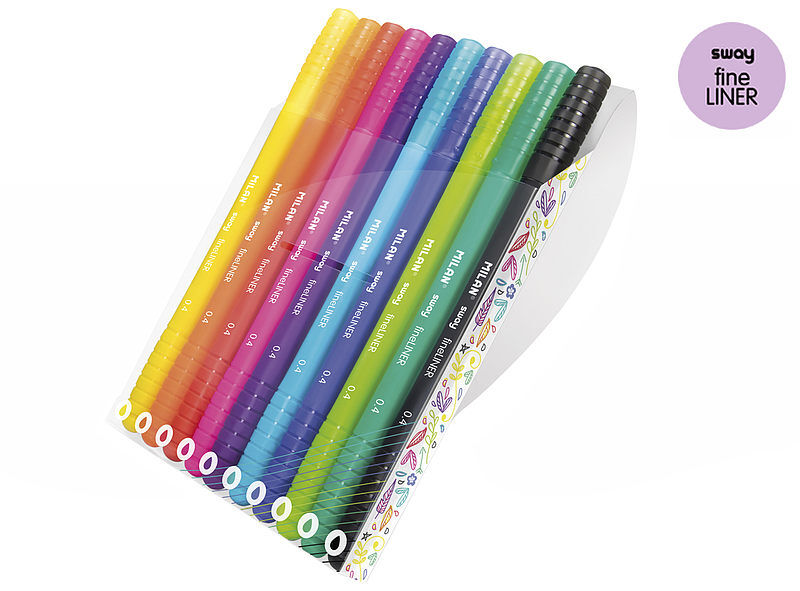 Cienkopis milan sway fineliner 0,4 mm, zestaw 10 kolorów w etui
