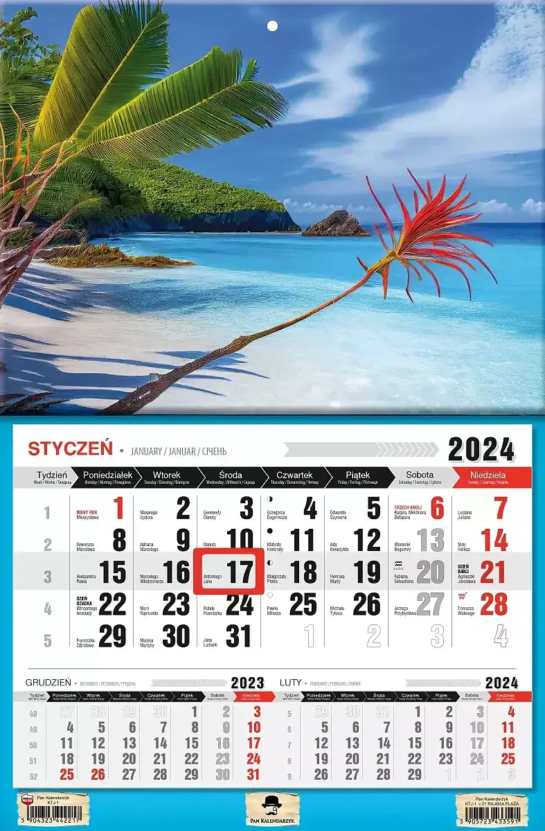Kalendarz 2024 jednodzielny rajska plaża ktj1-v. 21