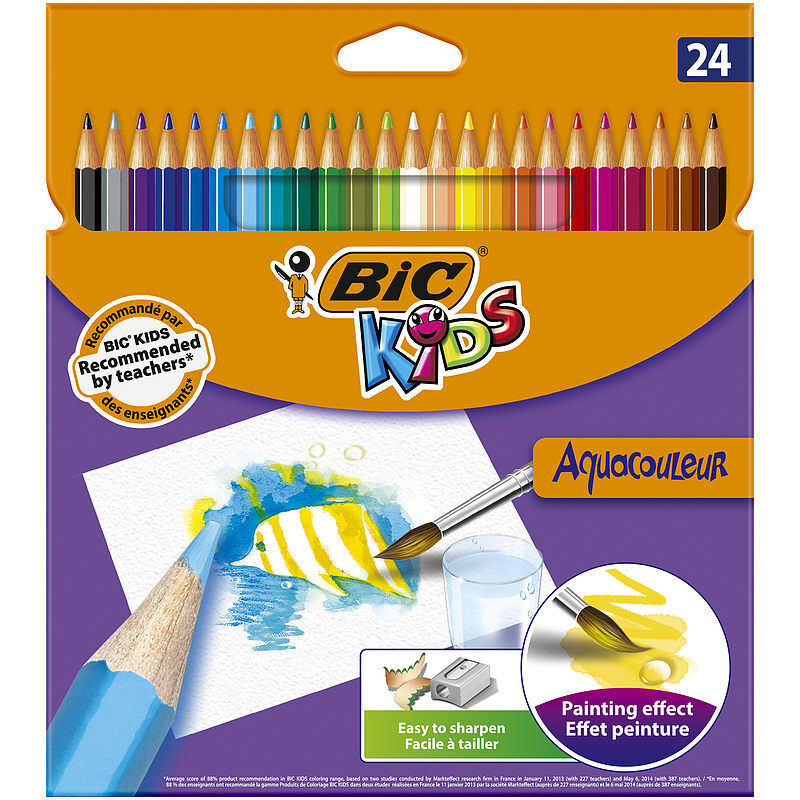 Kredki bic kids aquacouleur ołówkowe pudełko 24 kolory
