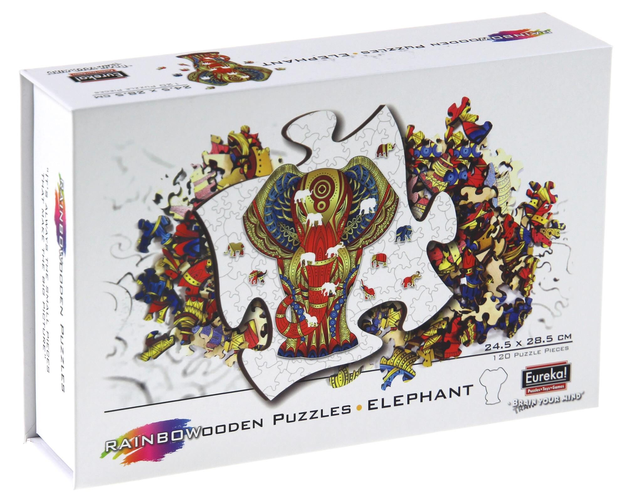 Puzzle 120 drewniane kolorowe Słoń