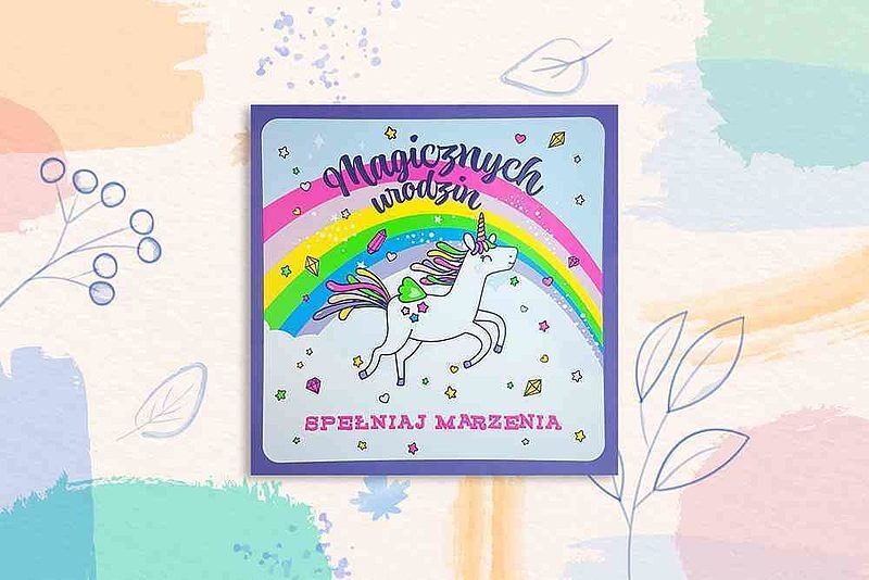 Karnet kw unicorn tęcza