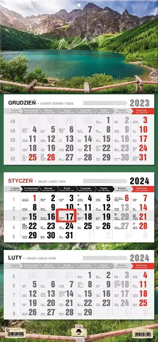 Kalendarz 2025 trójdzielny Morskie Oko