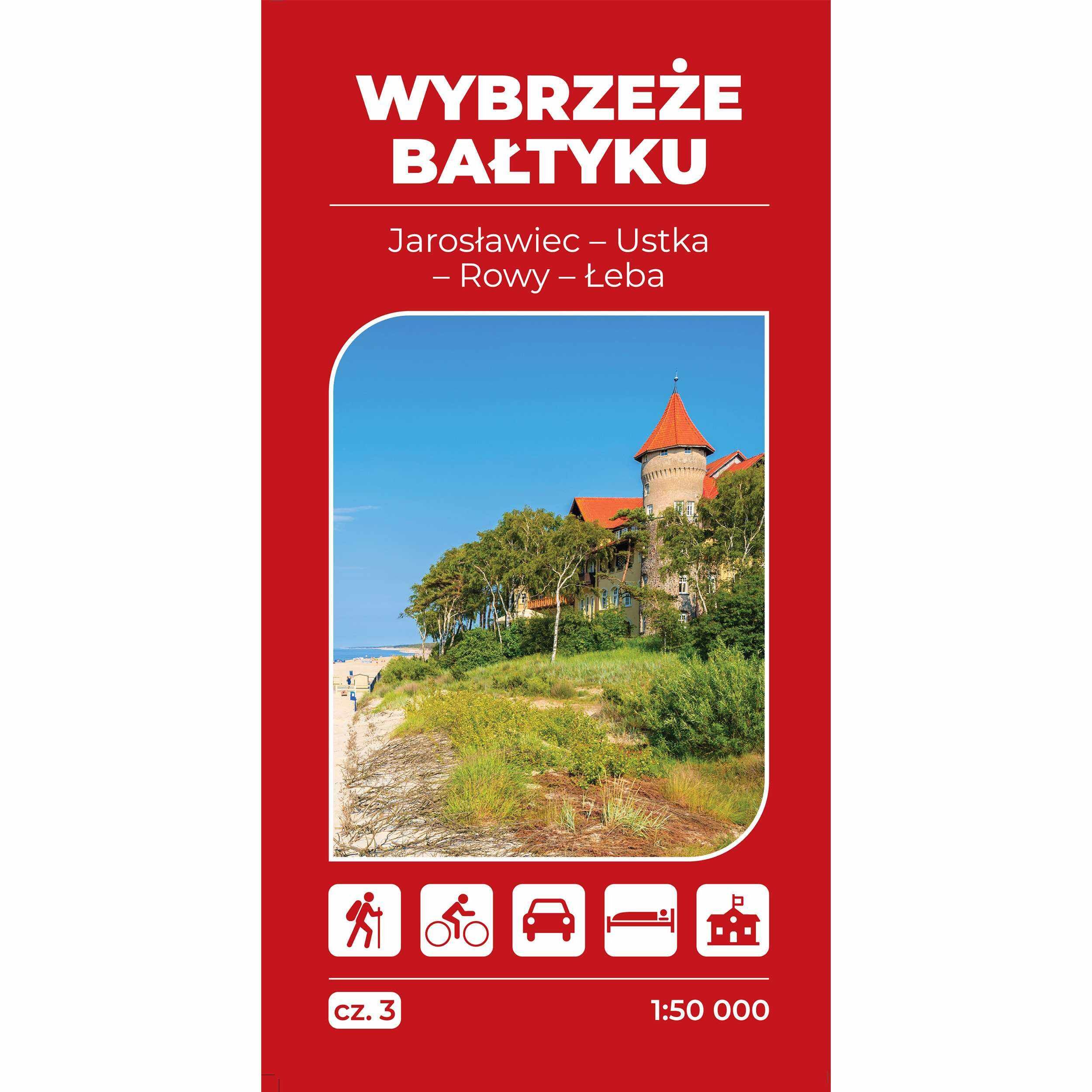 Mapa turystyczna Wybrzeże Bałtyku 3 Jarosławiec Ustka Łeba 1:50 000