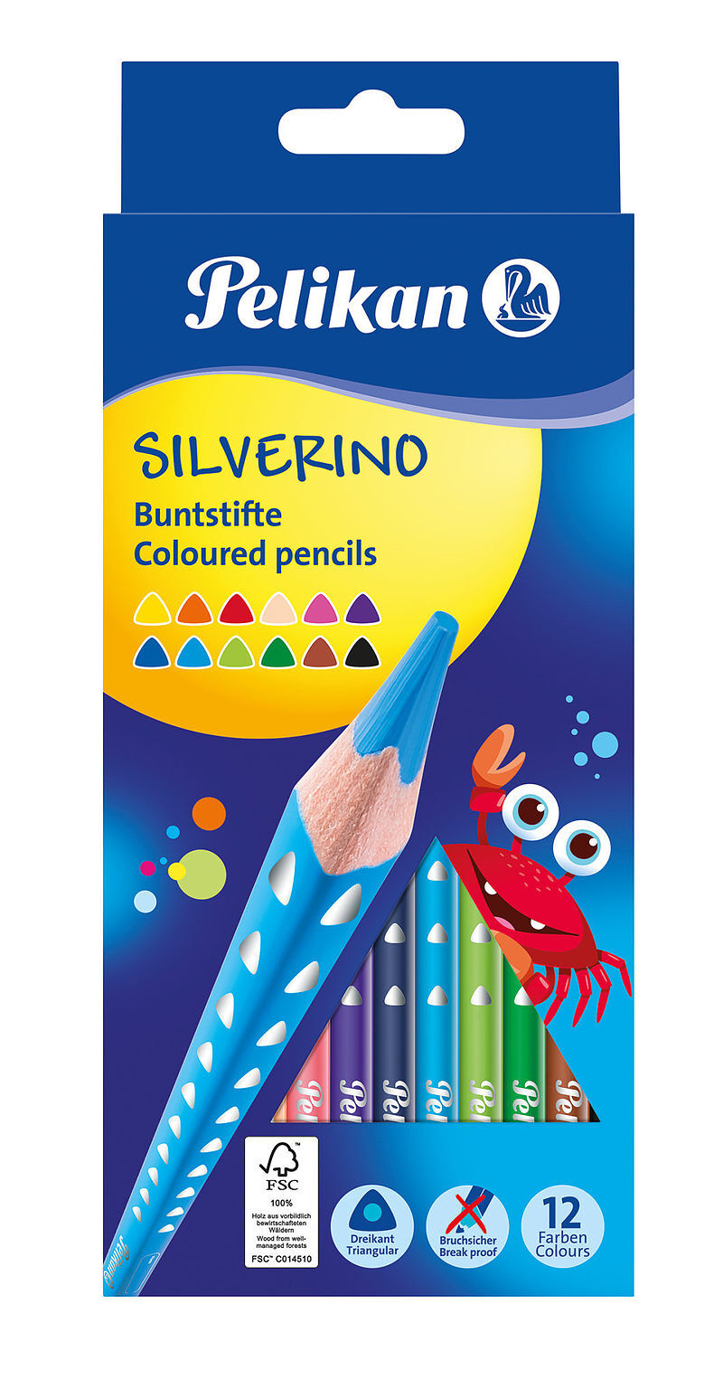 Kredki pelikan silverino trójkątne 12 kolorów