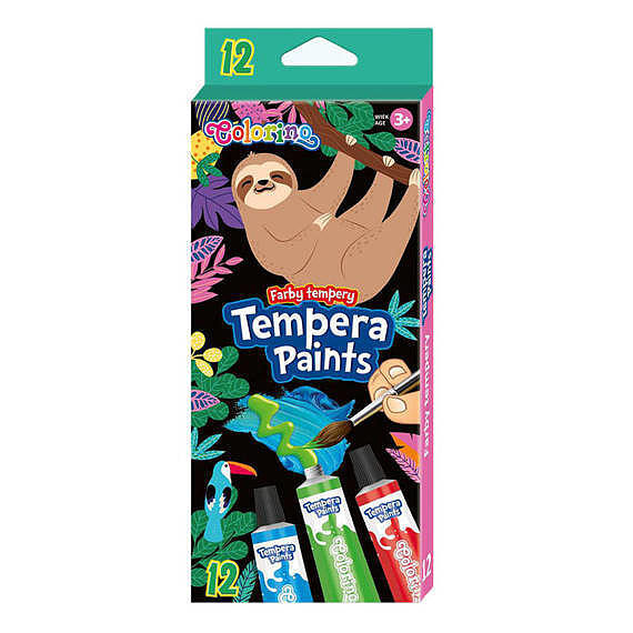 Farby tempera w tubie colorino wildkid 12 ml. 12 kolorów