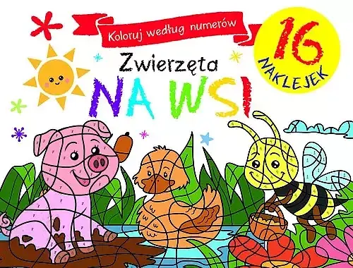 Koloruj według numerów. Zwierzęta na wsi