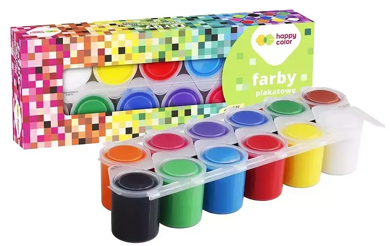 Farba plakatowa tempera 12 kolorów x 25 ml pixi