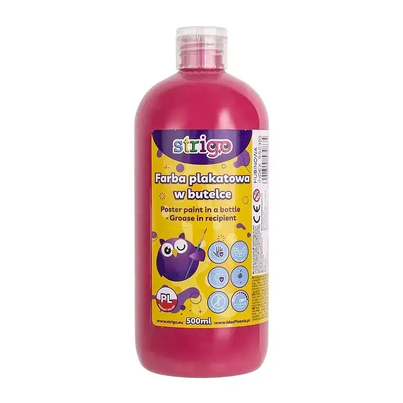 Farba plakatowa strigo butelka 500 ml rubinowa