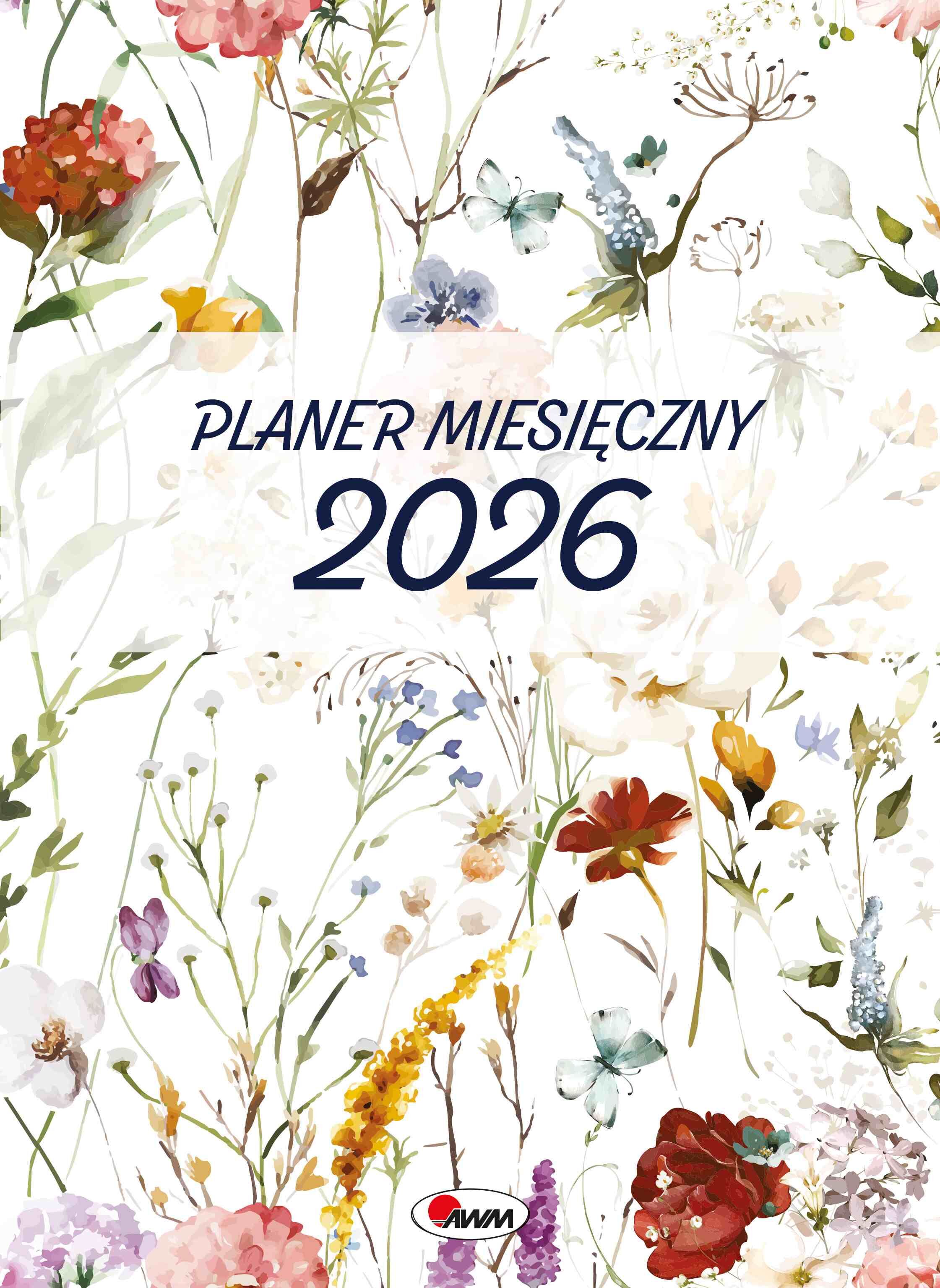 Kalendarz 2026 planer miesięczny A4 Kwiaty
