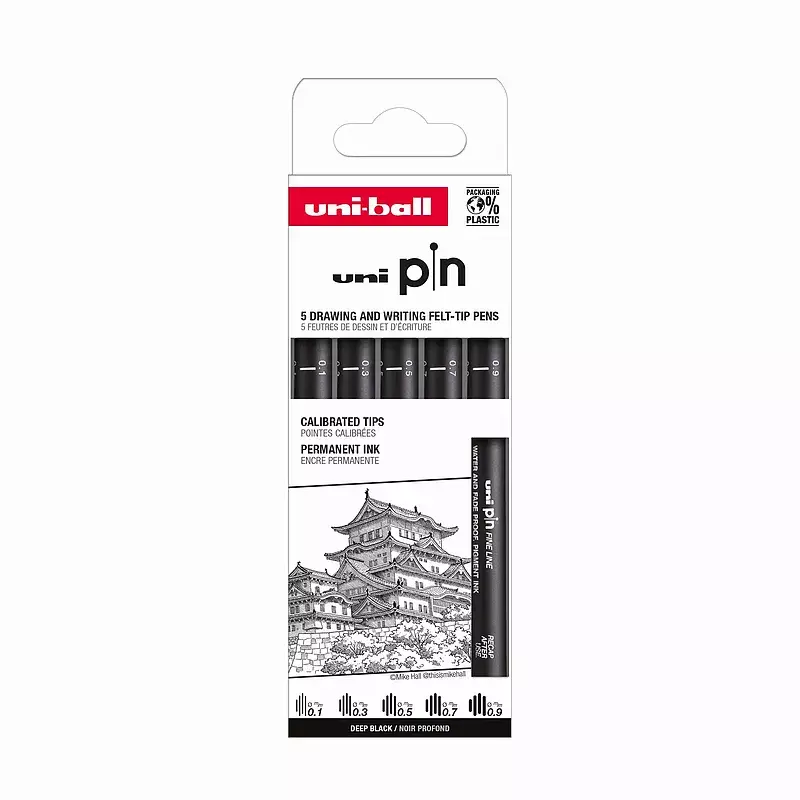 Cienkopis kreślarski pin 200 czarny różne grubości 01-09 5szt