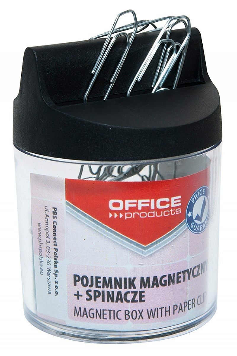 Pojemnik magnetyczny ze spinaczami office products okrągły transparentny
