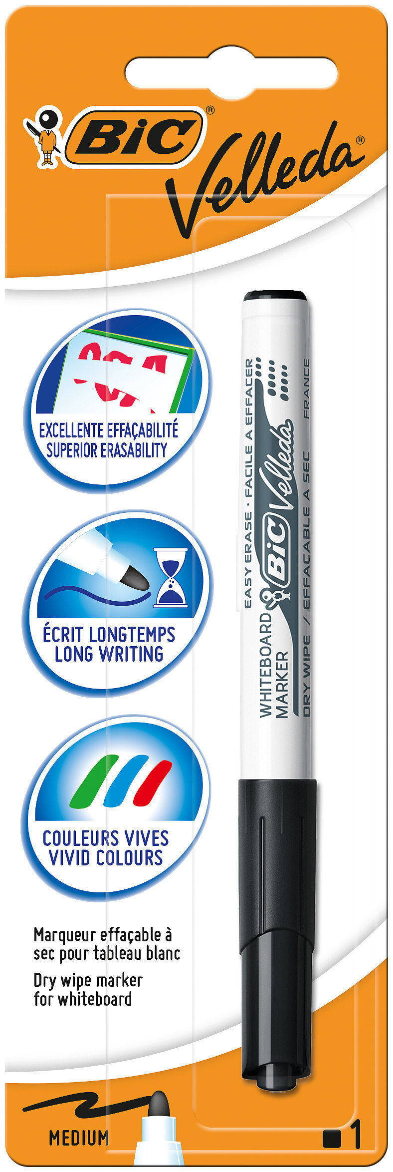 Marker suchościeralny czarny bic velleda 1741