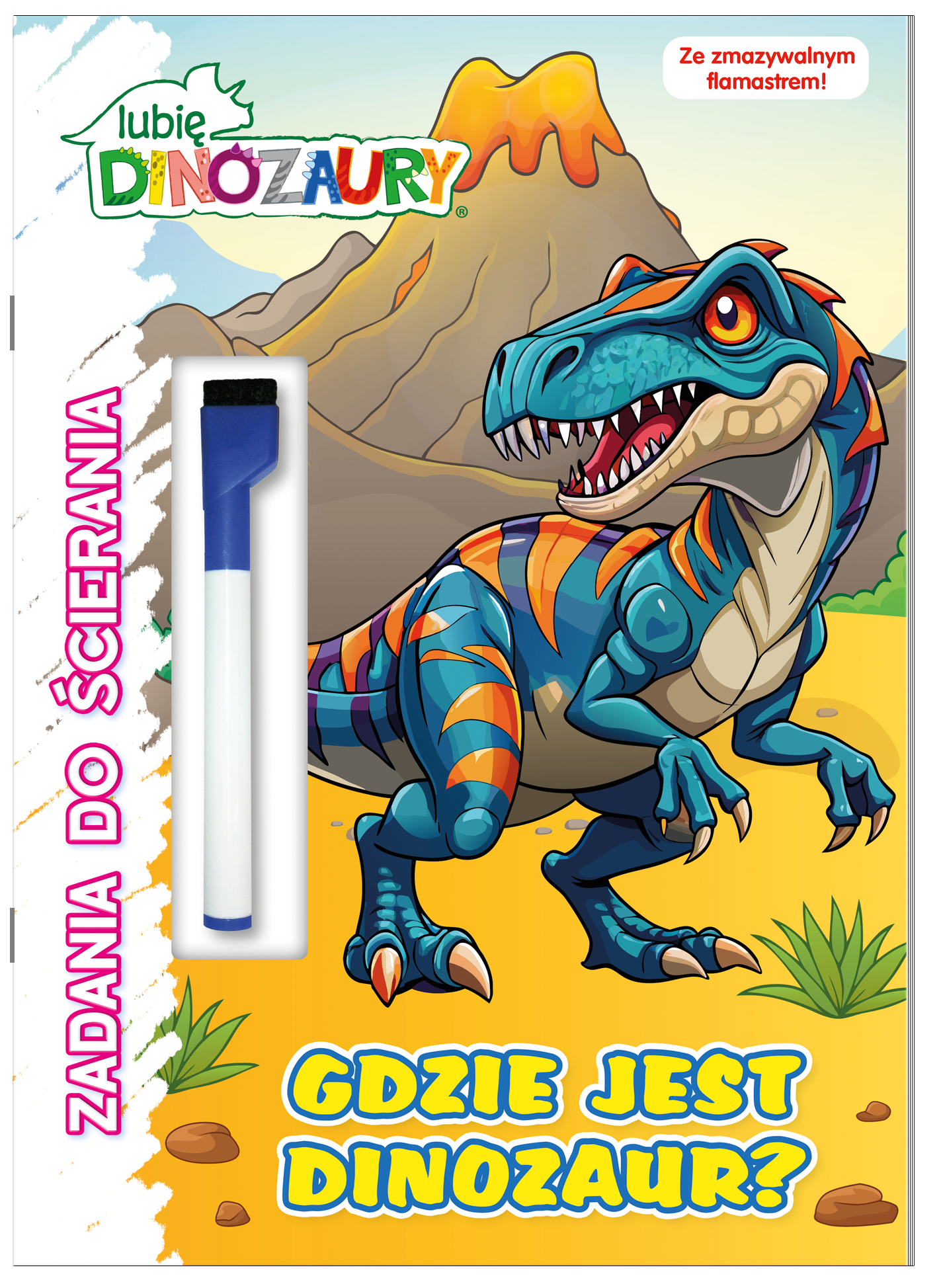 Lubię Dinozaury. Zadania do ścierania. Gdzie jest dinozaur?