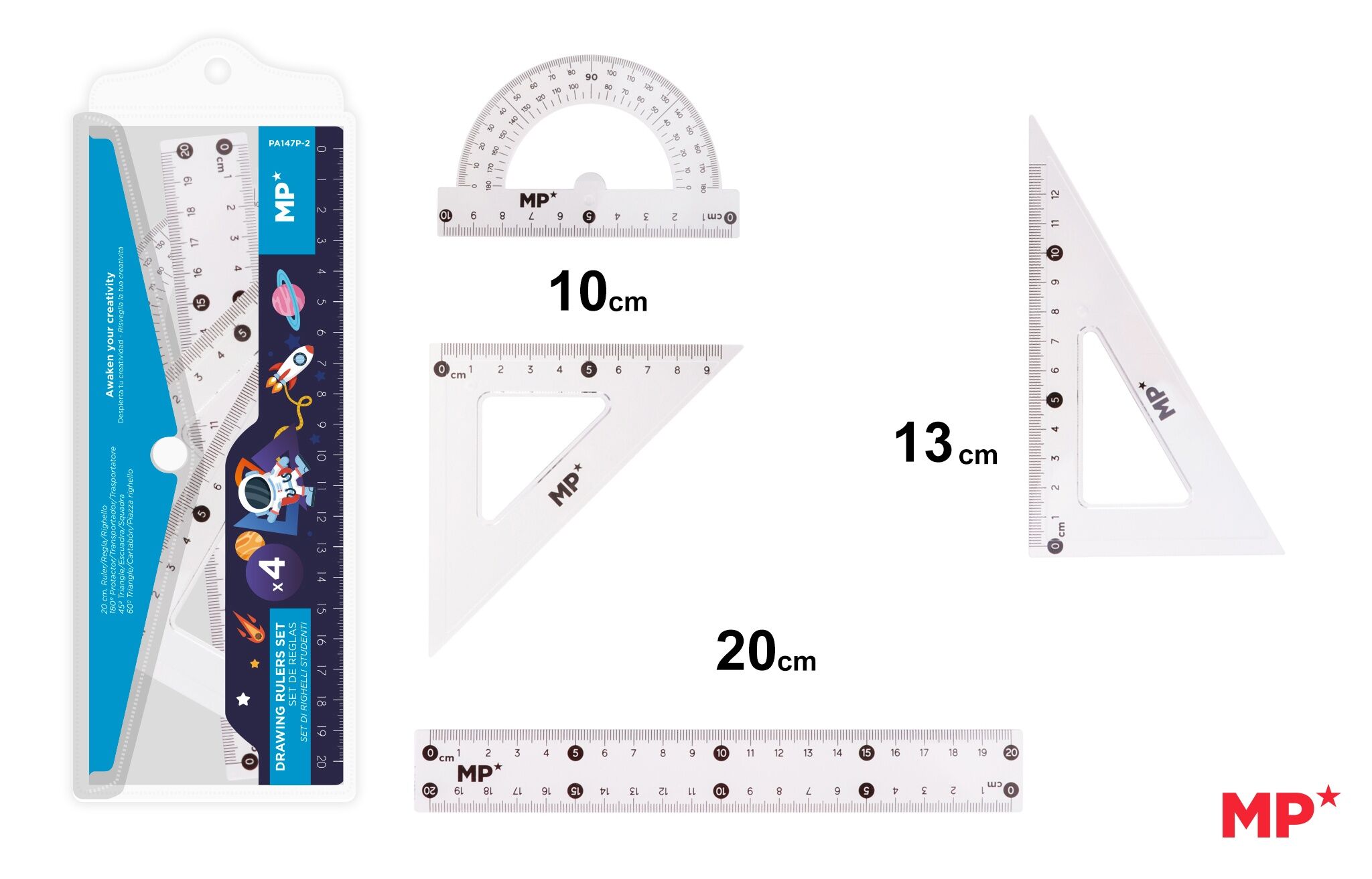 Zestaw geometryczny MP Kosmos 4 elementy w etui