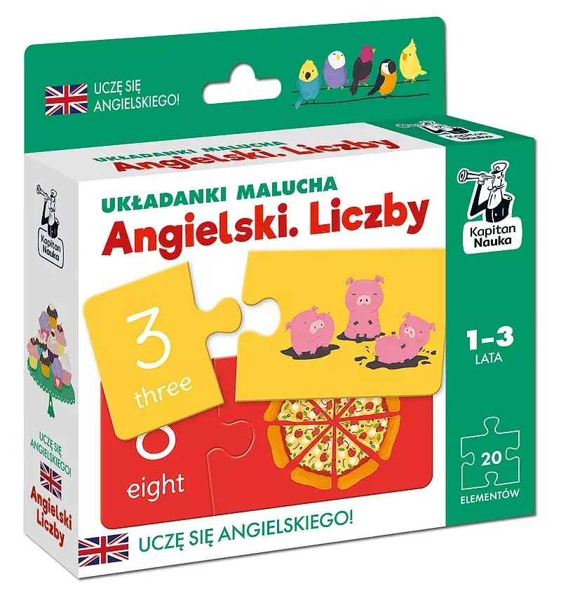 Układanki malucha. Angielski. Liczby 1-3 lata