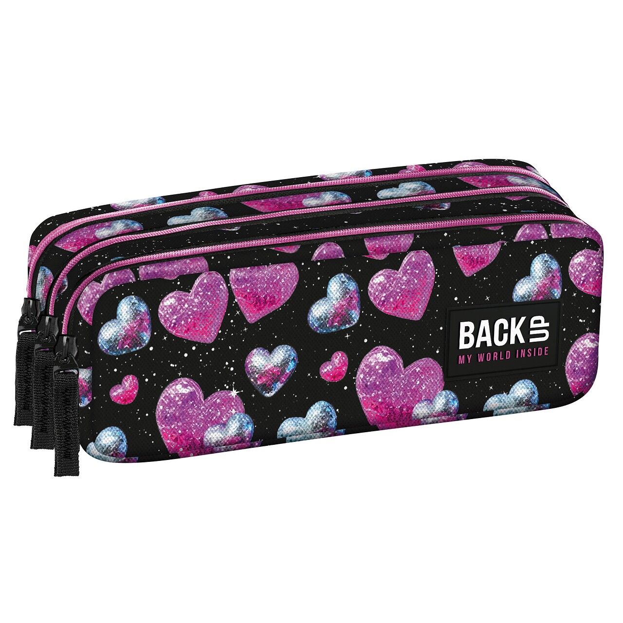 Piórnik saszetka Backup Brokatowe Serca PB8G32