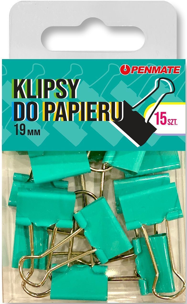 Klipsy do papieru penmate turkusowy 19 mm tt8323