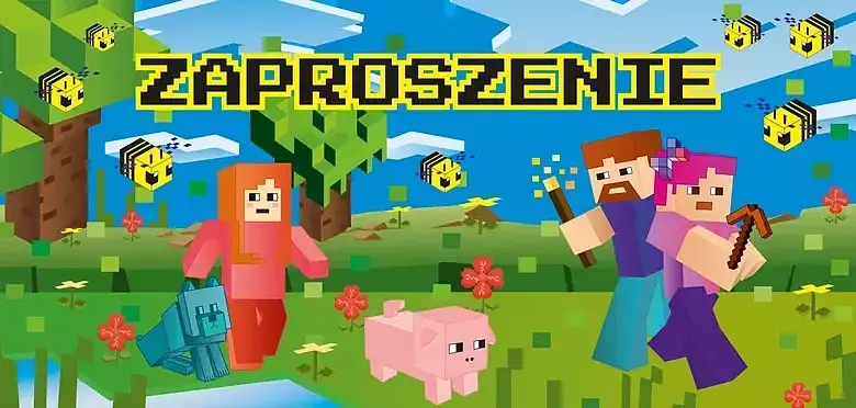 Zaproszenie gra2 komplet 5 sztuk wraz z kopertami