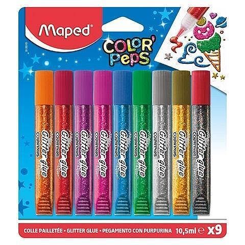 Klej z brokatem maped colorpeps 9 kolorów x 10,5 ml