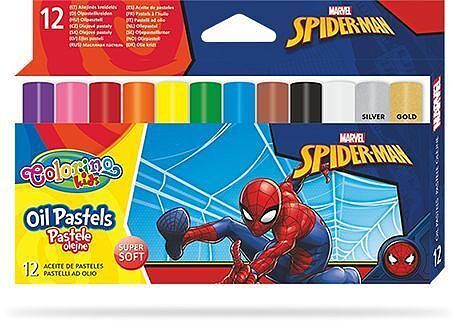 Pastele olejne colorino kids trójkątne 12 kolorów spiderman
