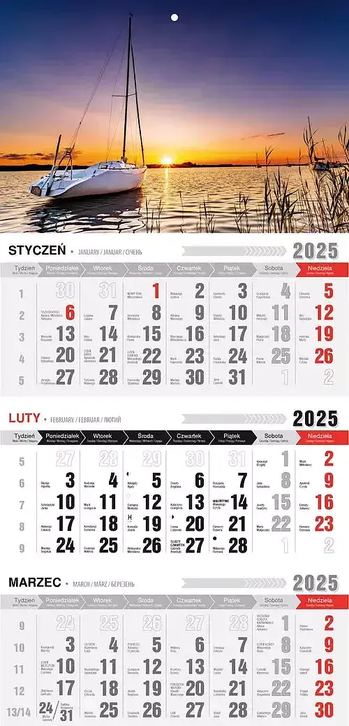 Kalendarz 2025 trójdzielny ekonomiczny mazury kte ve-8