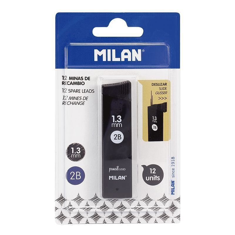 Grafity milan 2b 1,3 mm do ołówków automatycznych 12 szt. Blister