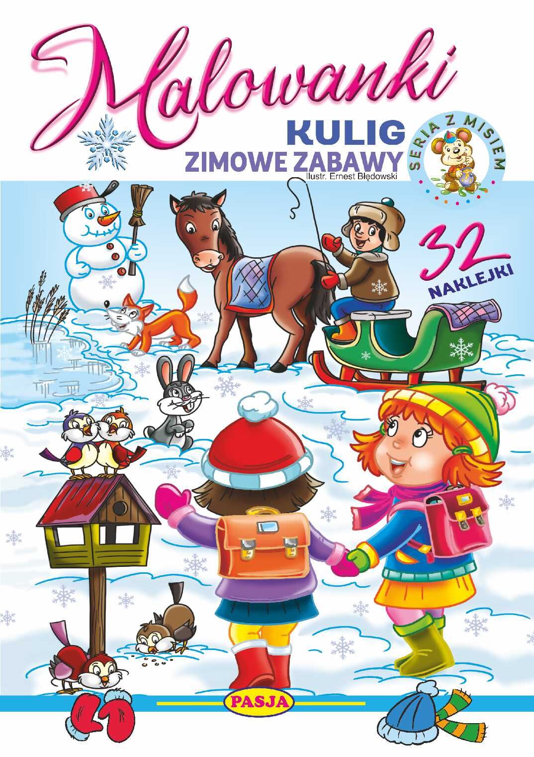 Kulig, zimowe zabawy. Malowanki