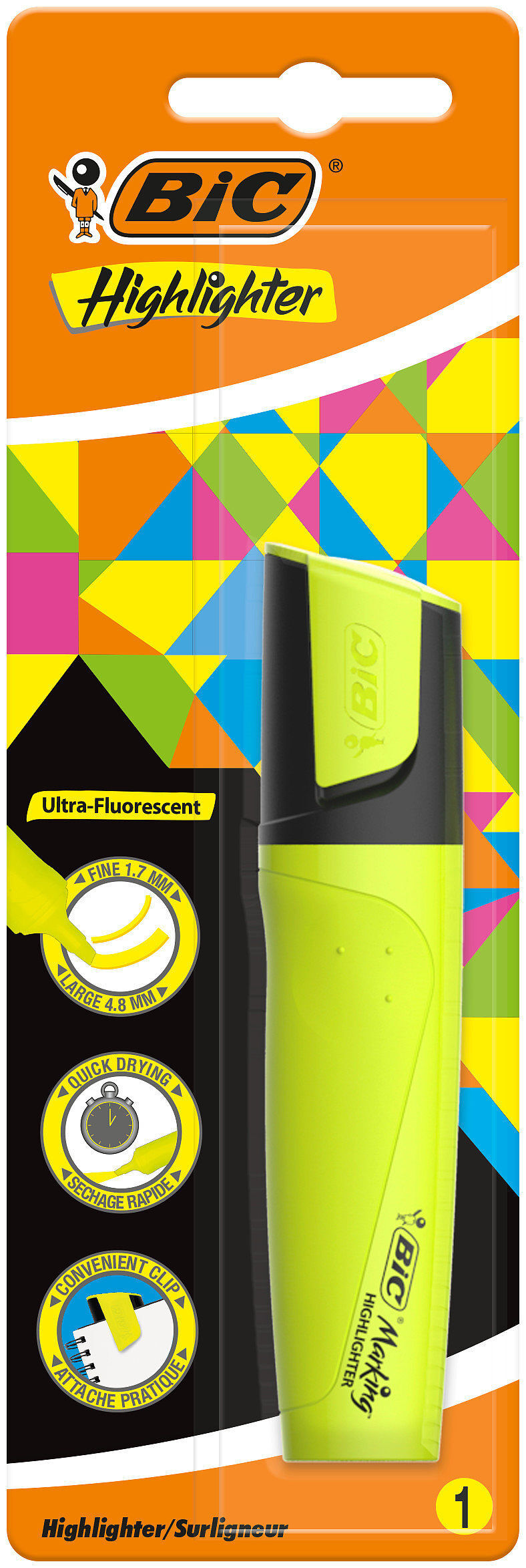 Zakreślacz bic highlighter flat żółty blister 1szt